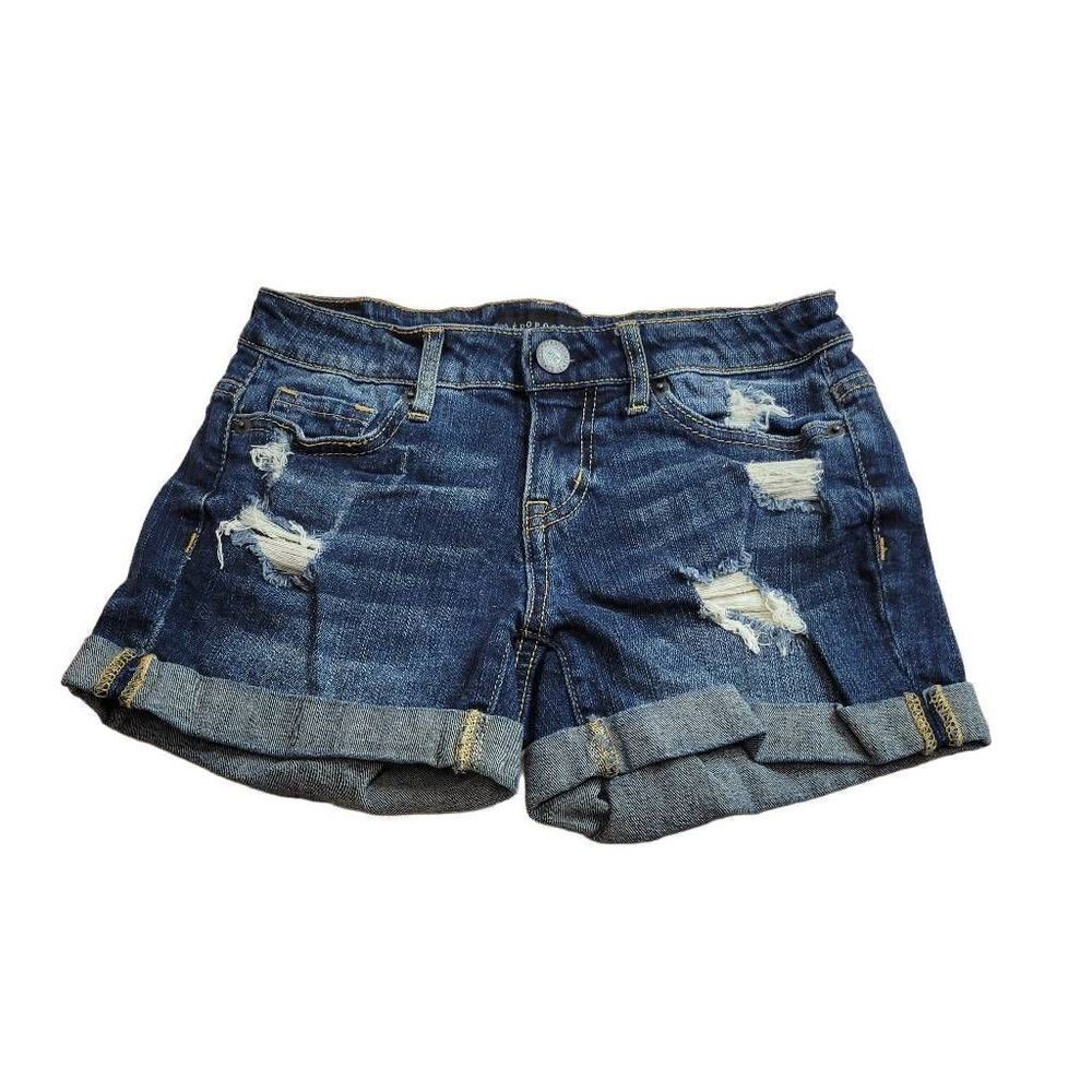 Aeropostale midi distressed denim shorts 00